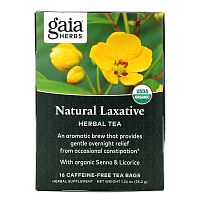 Gaia Herbs, Natural Laxative, Herbal Tea, Caffeine-Free, 16 Tea Bags, 1.24 oz (35.2 g)