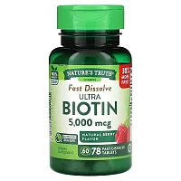 Nature&#x27;s Truth, Vitamins, Fast Dissolve, Ultra Biotin, Natural Berry, 5,000 mcg, 78 Fast Dissolve Tablets