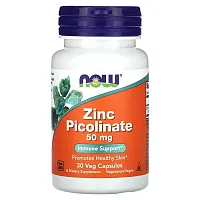 NOW Foods, Zinc Picolinate, 50 mg, 30 Veg Capsules