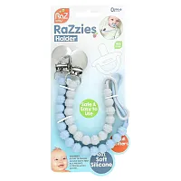 RaZbaby, RaZzies Pacifier Holder, 0m+, Blue/Grey, 2 Holders