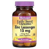 Bluebonnet Nutrition, EarthSweet Chewables, Zinc Lozenges, Orange, 15 mg, 60 Lozenges