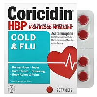 Coricidin HBP, Cold &amp; Flu, 20 Tablets