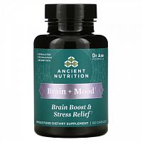 Dr. Axe / Ancient Nutrition, Brain + Mood, поддержка мозга и снятие стресса, 60 капсул