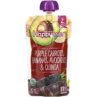 Happy Family Organics, Happy Baby, Stage 2, фиолетовая морковь, бананы, авокадо и киноа, 4 унции (113 г)