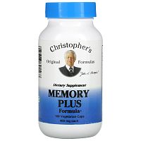 Christopher's Original Formulas, Memory Plus, формула для памяти, 800 мг, 100 вегетарианских капсул (400 мг в 1 капсуле)