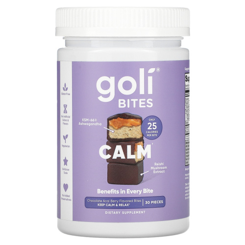 Goli Nutrition, Calm Bites, шоколад с ягодами асаи, 30 шт.