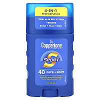 Coppertone, Солнцезащитный стик, Sport, 4-в-1, для лица и тела, SPF 40, 42,5 г (1,5 унции)