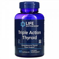 Life Extension, Triple Action Thyroid, комплекс для здоровья щитовидной железы тройного действия, 60 капсул