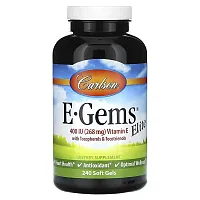 Carlson, E-Gems Elite, Vitamin E with Tocopherols &amp; Tocotrienols, 268 mg (400 IU), 240 Soft Gels