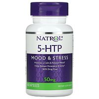 Natrol, 5-HTP, Настроение и стресс, 50 мг, 45 капсул