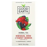 Good Earth Teas, Sensorial Blends, Herbal Tea, Hibiscus, Rose &amp; Sweet Berries, 15 Biodegradable Teabags, 1.48 oz (42 g)