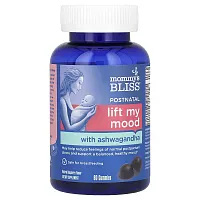 Mommy&#x27;s Bliss, Postnatal, Lift My Mood Gummies with Ashwagandha, Natural Raspberry, 60 Gummies