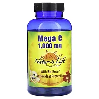 Nature&#x27;s Life, Mega C With Bio-Rose, 1,000 mg, 250 Tablets