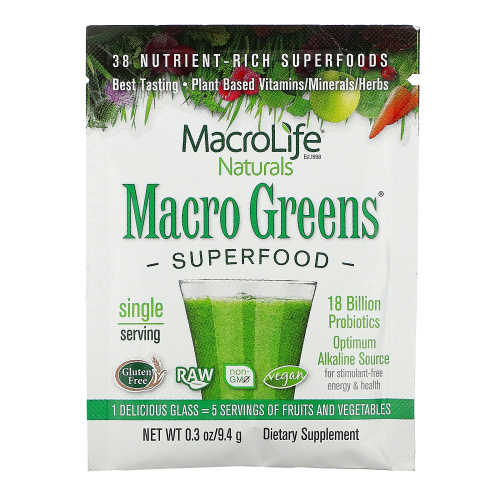 Macrolife Naturals, Macro Greens, Superfood, 9.4 g