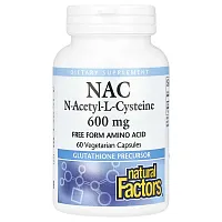 Natural Factors, NAC, N-Acetyl-L-Cysteine, 600 mg, 60 Vegetarian Capsules