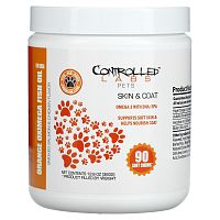 Controlled Labs Pets, Orange Oximega Fish Oil, добавка для здоровой шерсти, для собак всех возрастов, со вкусом копченого лосося и курицы, 90 жевательных таблеток, 360 г (12,6 унции)