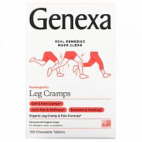 Genexa, Leg Cramp Rx, икроножные судороги и боль, со вкусом винограда, 100 жевательных таблеток