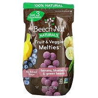 Beech-Nut, Melties с фруктами и овощами, от 8 месяцев, банан, голубика и зеленая фасоль, 28 г (1 унция)