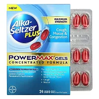 Alka-Seltzer Plus, Cough, Mucus &amp; Congestion PowerMax Gels, Maximum Strength, 24 Liquid Gels