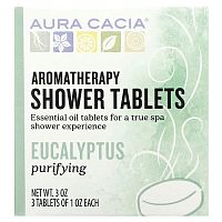 Aura Cacia, Aromatherapy Shower Tablets,  Eucalyptus, 3 Tablets, 1 oz Each