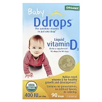 Ddrops, Baby, Liquid Vitamin D3, 400 IU, 90 Drops, 0.08 fl oz (2.5 ml)