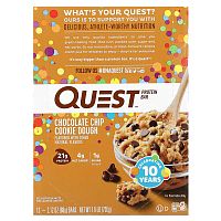 Quest Nutrition, Protein Bar, Chocolate Chip Cookie Dough, 12 Bars, 2.12 oz (60 g) Each