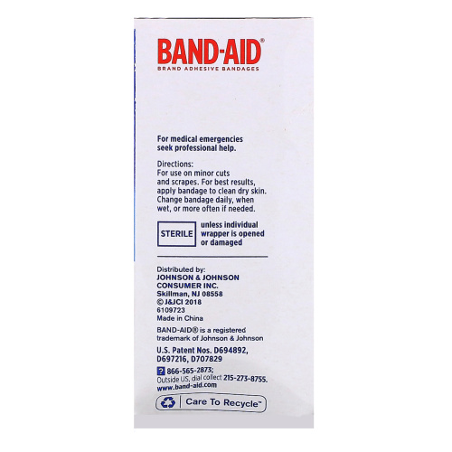 Band Aid, Лейкопластыри, гибкая ткань, разные размеры, 100 бинтов фото 2