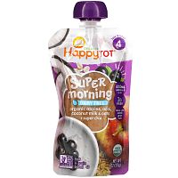 Happy Family Organics, Happy Tot, Super Morning, без молочных продуктов, для детей от 2 лет, органические яблоки, асаи, кокосовое молоко, овес и чиа, 113 г (4 унции)