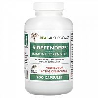 Real Mushrooms, 5 Defenders, Mushroom Extract Powder, 200 Capsules