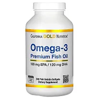 California Gold Nutrition, Omega-3, Premium Fish Oil, 240 Fish Gelatin Softgels