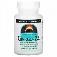 Source Naturals, Ginkgo-24, гинкго билоба,120 мг, 120 таблеток