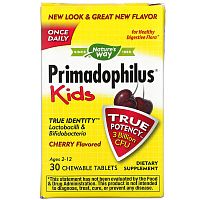 Nature&#x27;s Way, Primadophilus, Kids, Age 2-12, Cherry , 3 Billion CFU, 30 Chewable Tablets