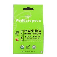 Wedderspoon, Органические капли из меда манука, эвкалипт и пчелиный прополис, 120 г (4 унции)