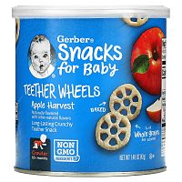 Gerber, Teether Wheels, для малышей от 8 месяцев, с яблоком, 42 г (1,48 унции)