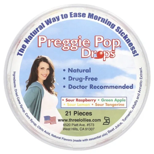 Preggie Pop Drops, Sour Fruits, 21 Pieces