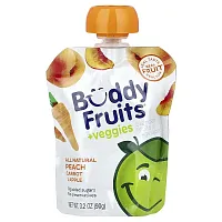 Buddy Fruits, Blended Fruits &amp; Vegetables, Peach, Carrot, &amp; Apple, 3.2 oz (90 g)