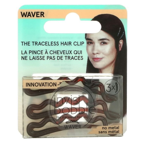 Invisibobble, Waver, Traceless Hair Clip, Pretty Dark, 3 Pack