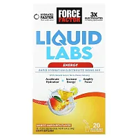 Force Factor, Liquid Labs Energy, Rapid Hydration Electrolyte Drink Mix, Mango Margarita, 20 Stick Packs, 0.28 oz (8 g) Each