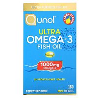 Qunol, Ultra Omega-3 Fish Oil, Lemon, 1,000 mg, 180 Mini Softgels (500 mg per Softgel)