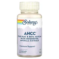 Solaray, AHCC Plus NAC &amp; Beta Glucan With Mushroom Mycelia Extract, 30 Vegecaps