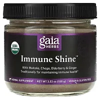 Gaia Herbs, Immune Shine, with Maitake, Chaga, Elderberry &amp; Ginger, 3.53 oz (100 g)