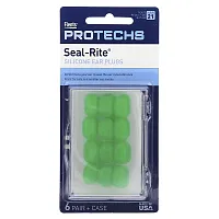 Ezy Dose, Pro-Techs, Seal-Rite, Silicone Ear Plugs, Green, 6 Pair &amp; Case