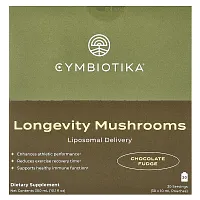 Cymbiotika, Longevity Mushrooms, Liposomal Delivery, Chocolate Fudge, 30 Pouches, 10 ml Each