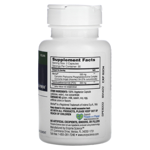 Enzyme Science, PEA+ with Meriva Curcumin, 60 Capsules фото 2