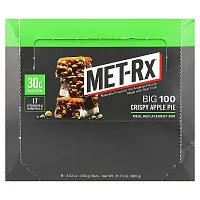 MET-Rx, Big 100, Meal Replacement Bar, Crispy Apple Pie, 9 Bars, 3.52 oz (100 g) Each