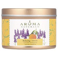 Aroma Naturals, Soy VegePure®, Travel Tin Candle, Relaxing, Lavender &amp; Tangerine, 2.8 oz (79.38 g)