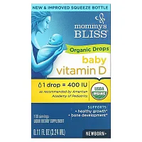 Mommy&#x27;s Bliss, Vitamin D, Organic Drops, Newborn +, 0.11 fl oz (3.24 ml)