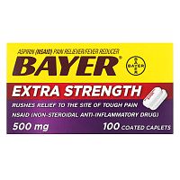 Bayer, Аспирин повышенной силы действия, 500 мг, 100 капсул в оболочке