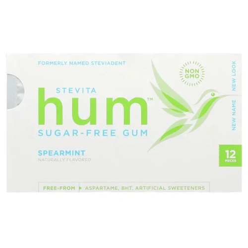 Stevita, Hum, Sugar-Free Gum, Spearmint, 12 Pieces