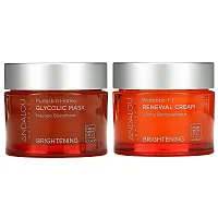 Andalou Naturals, Brightening Duo, гликолевая маска и восстанавливающий крем, 2 шт. В упаковке, 50 г (1,7 унции)